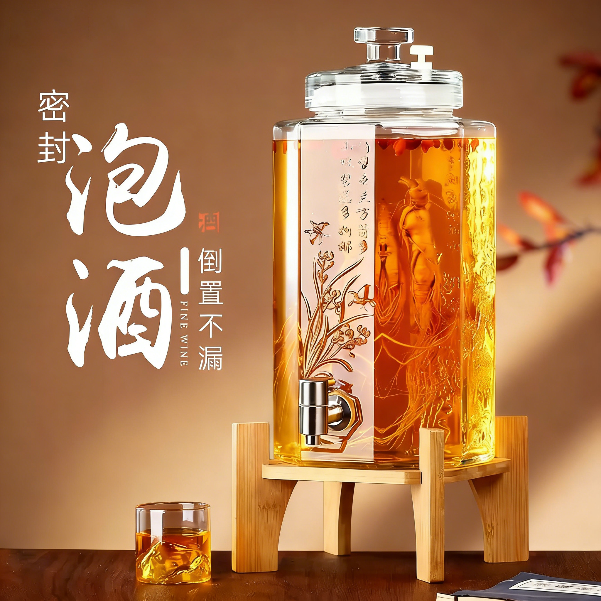 长期泡酒专用玻璃瓶高档家用酒罐酒缸泡酒坛子带龙头玻璃密封罐子