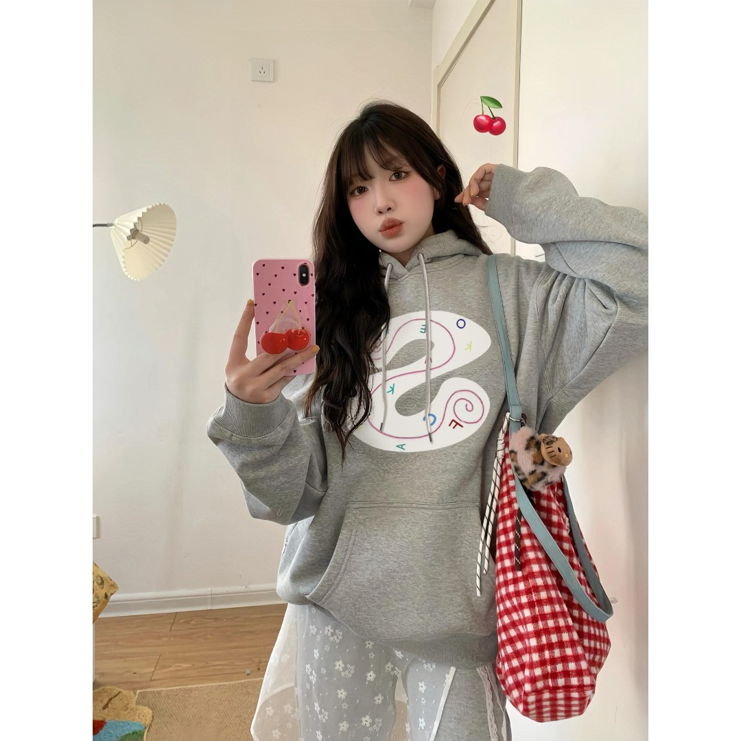 美式复古连帽卫衣男女秋冬新款百搭时尚潮流设计感情侣上衣服