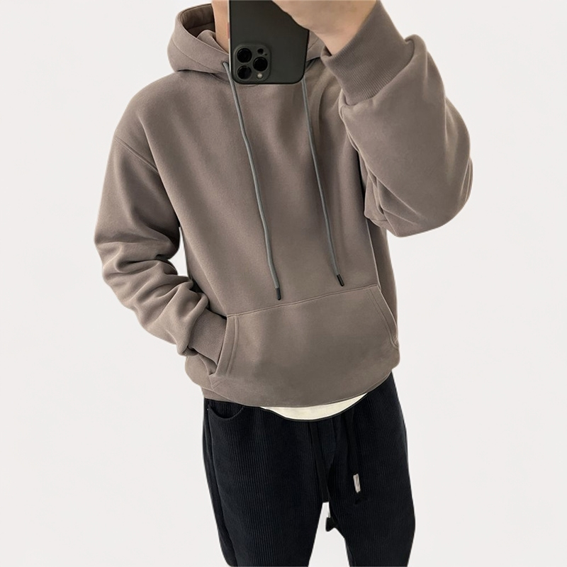轻奢男装美式高端连帽运动卫衣男2025新款秋冬季宽松加绒加厚上衣