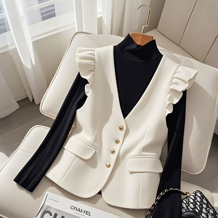 马甲女款2025新款春季高级感独特超好看叠穿小香风白色西装式马夹