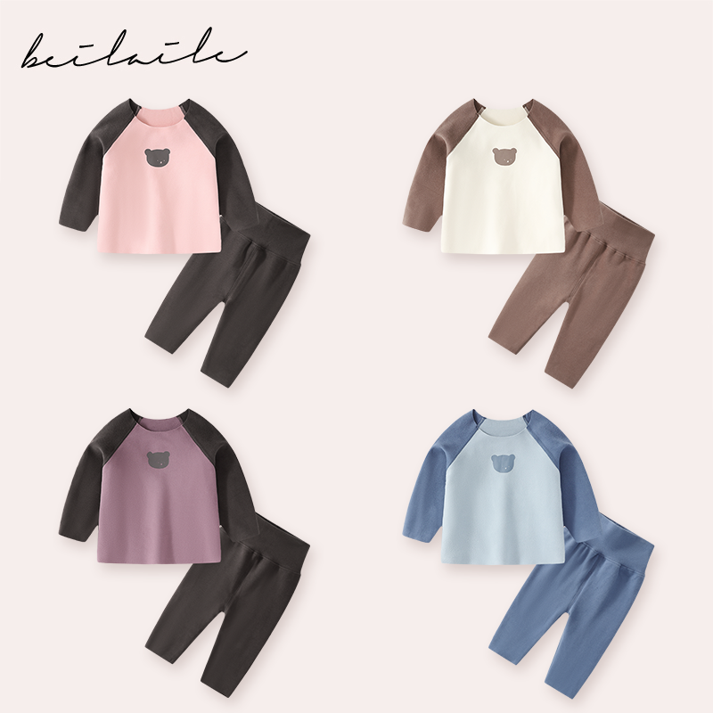 【德绒撞色套装  】婴儿装女童套装T恤秋冬装家居服G26