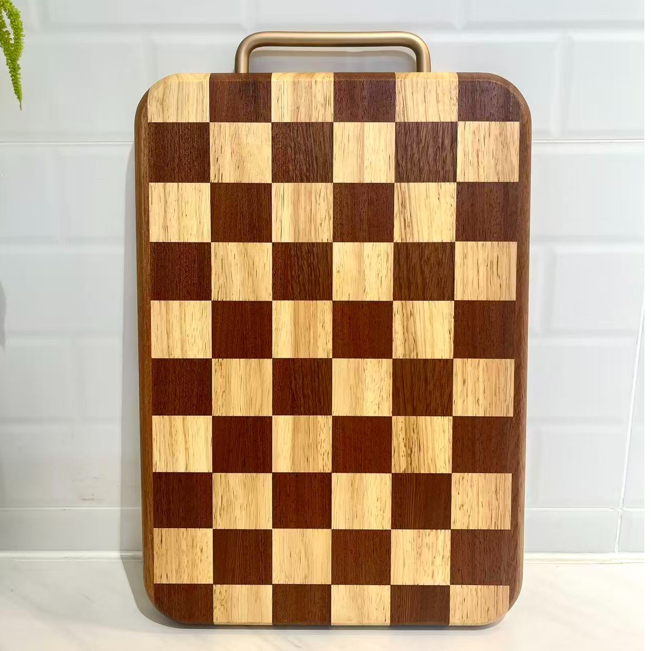 橡品 升级款棋盘格菜板 加厚3cm进口橡胶木菜板抗菌防霉防开裂