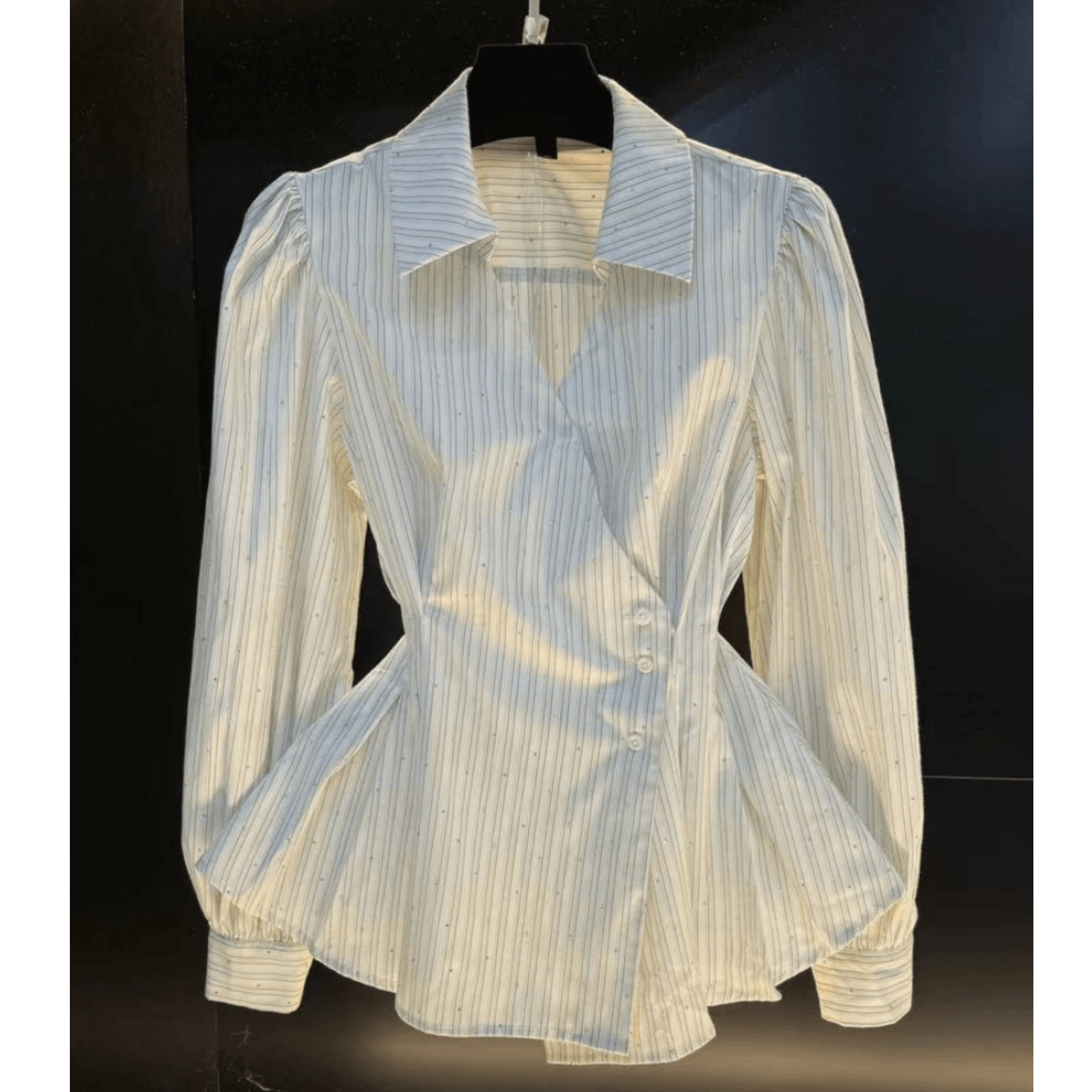 洋气减龄不规则衬衫女2025春季新款高级感翻领收腰显瘦长袖衬衣潮