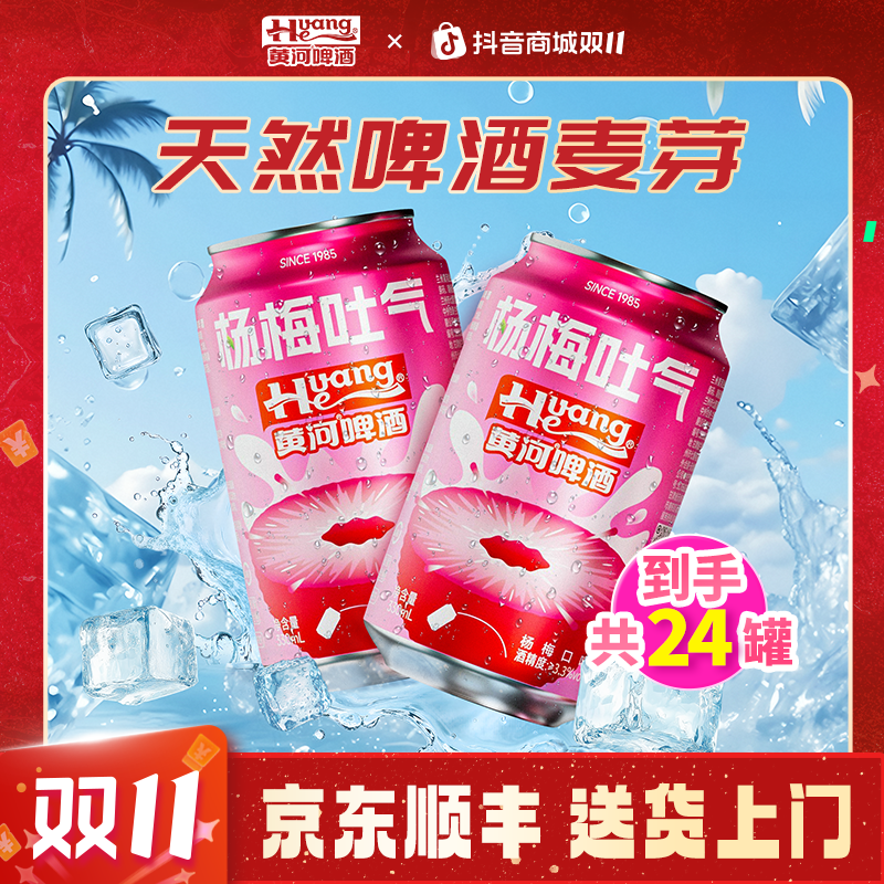 黄河啤酒果味啤杨梅风味330ml*24罐高颜值杨梅酒微醺小酒甜酒爆品