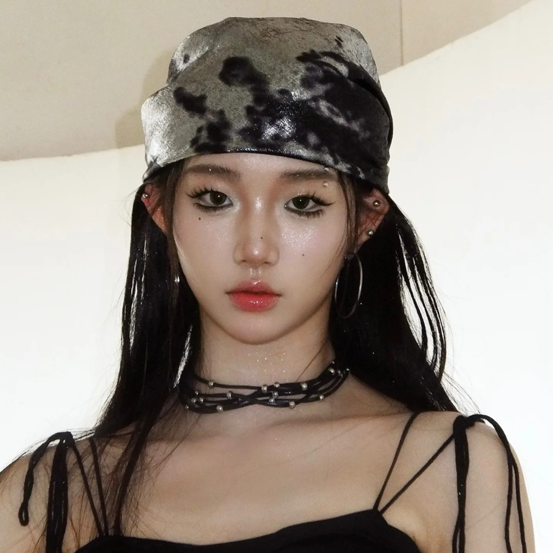 千禧y2k辣妹风三角头巾水墨晕染包头甜酷女个性百搭时尚嘻哈复古