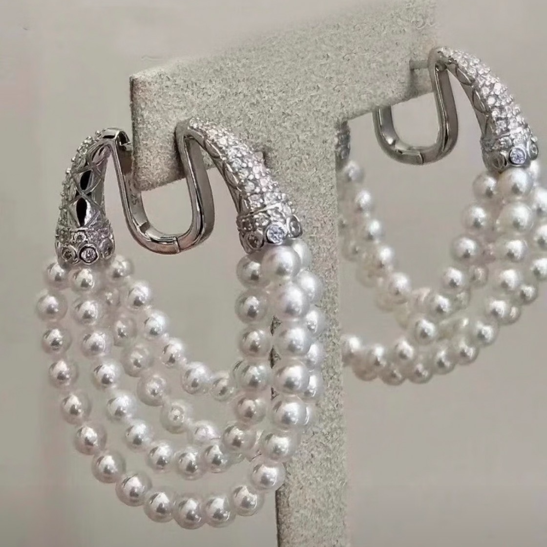 铜合金耳饰 【轻奢高端】小香风耳环轻奢设计高级感多层耳扣夏日女