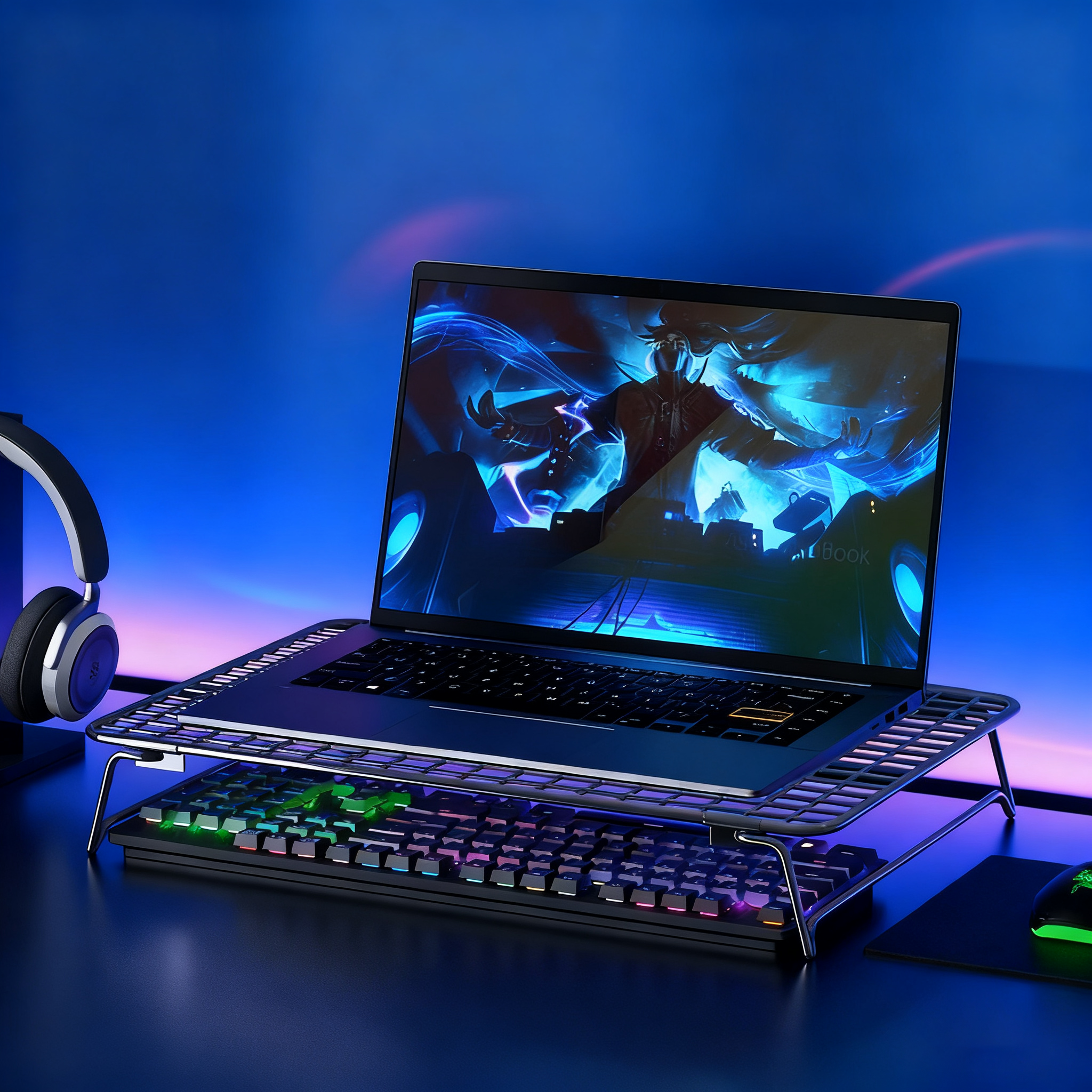 笔记本电脑可折叠烧烤架书桌置物架增高架多烧烤架电脑支架