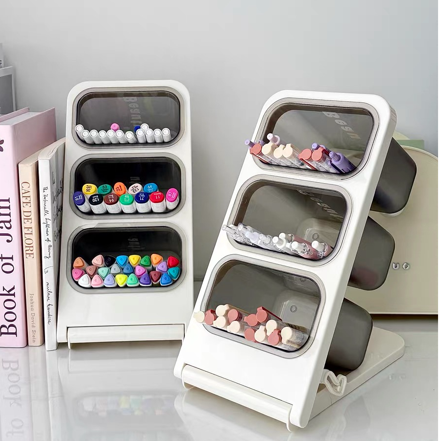 斜插式笔筒文具收纳盒大容量儿童学生书桌笔盒办公室桌面笔架