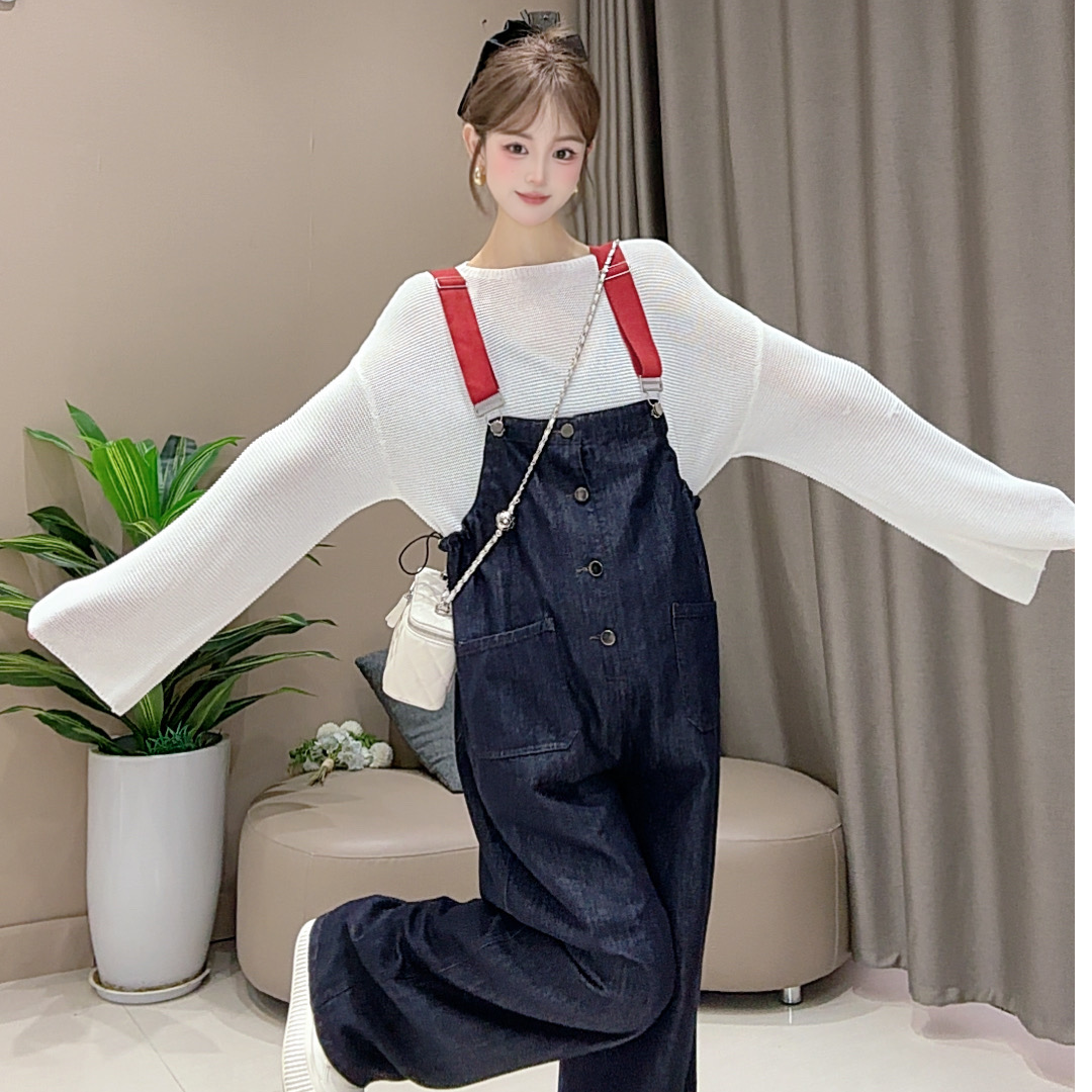 【闲趣漫装】孕妇装秋季新款盐系连体背带裤套装休闲显瘦宽松百搭