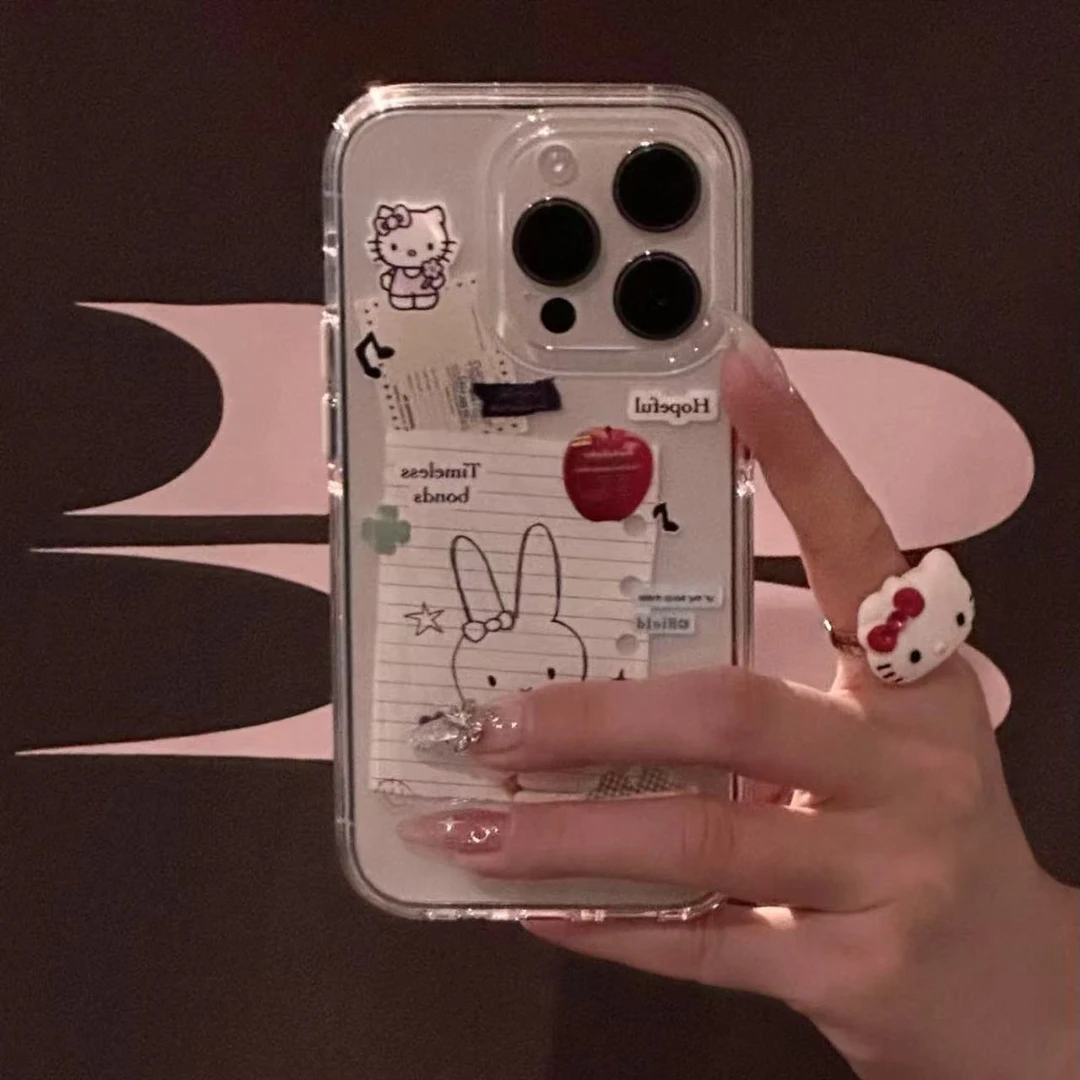 涂鸦线条米菲兔适用苹果iPhone15/16promax华为手机壳13/12软壳xr