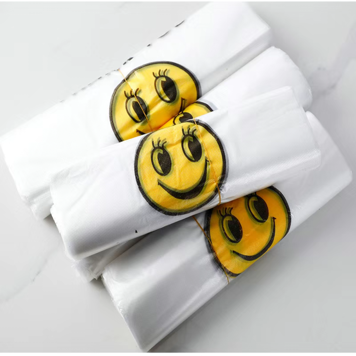 30*46笑脸手提食品背心塑料袋商用超市摆摊水果店打包袋厂家直销