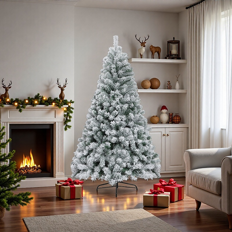白色植绒真落雪圣诞树米1.5米1.8米家居摆件展示