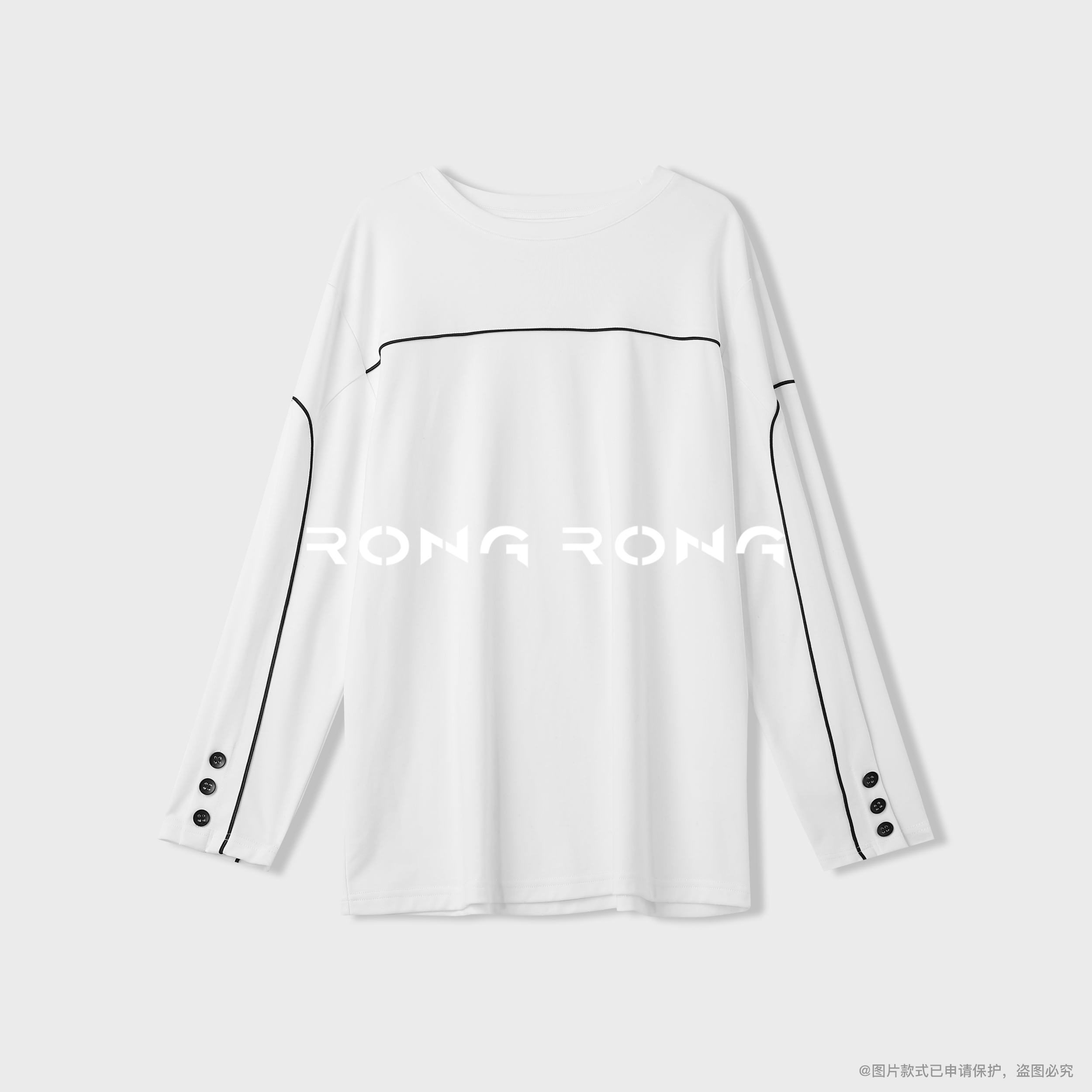 溶溶【轻暖美学】RONGRONG 桑蚕丝棉混纺芽条分割休闲T恤LTAJ038