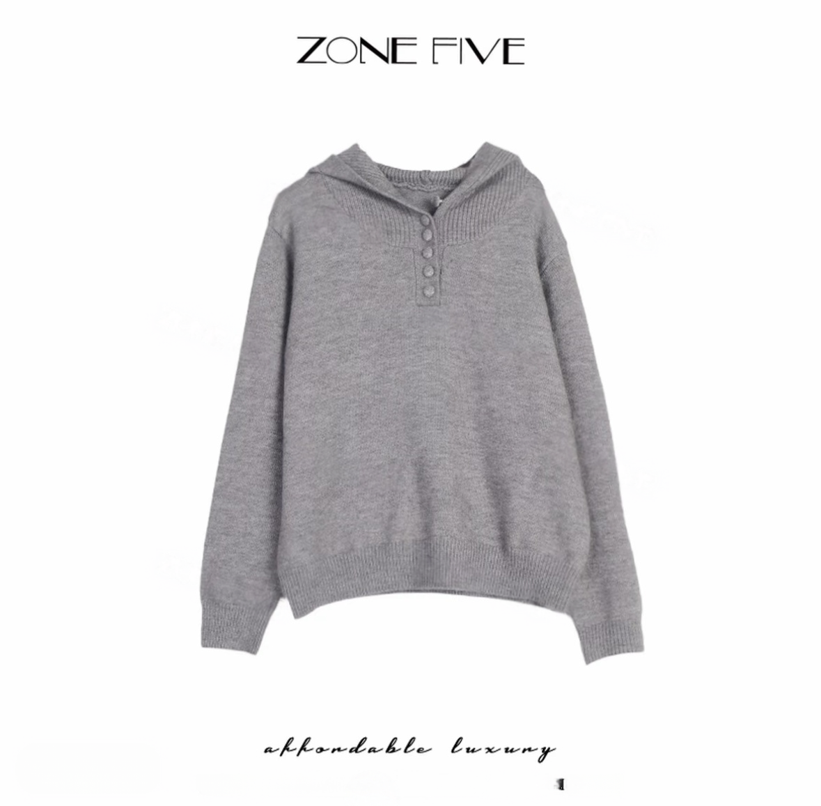 纽扣连帽新款纯色保暖针织毛衣打底衫女生叠穿内搭上衣时尚百搭