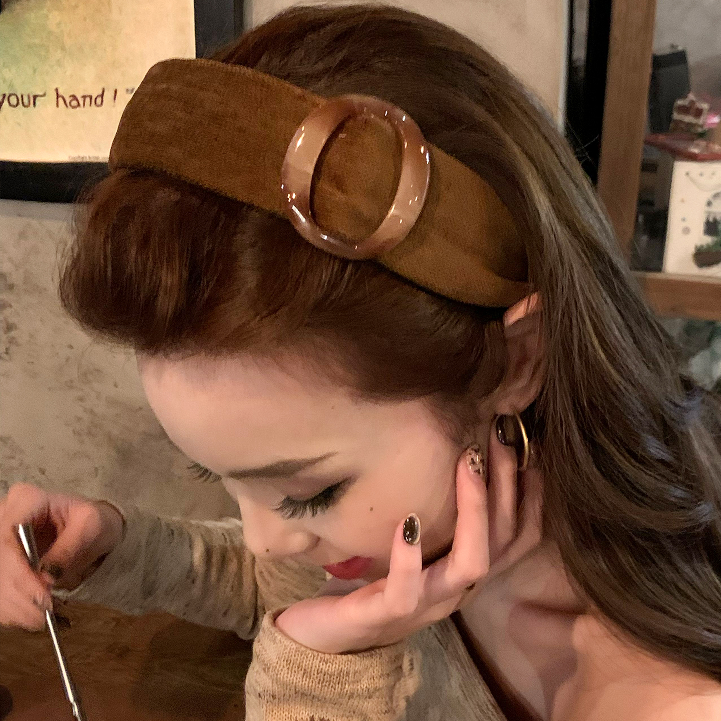 美拉德圆环宽边发箍女款高级感洋气时尚头箍高颅顶复古头饰发饰