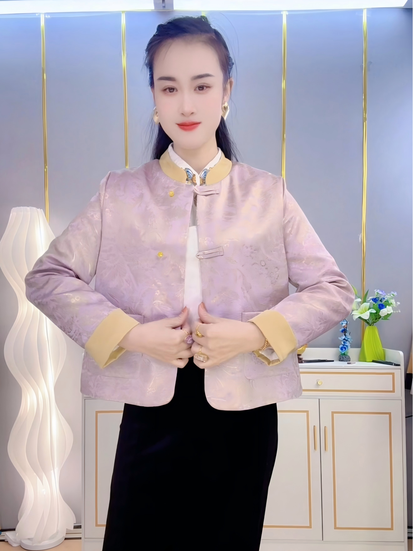 【媞缇】秋季复古新中式时尚外套女装提花设计师唐装中国风-150