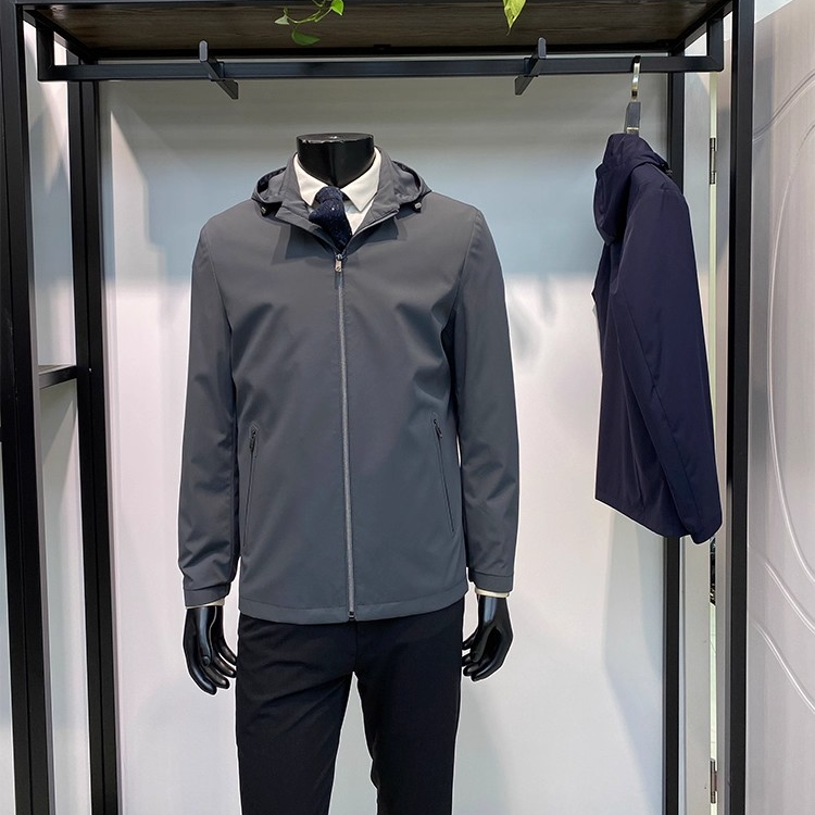 Moleubak 秋季新品牛奶丝面料男士商务休闲夹克帽子可脱卸外套