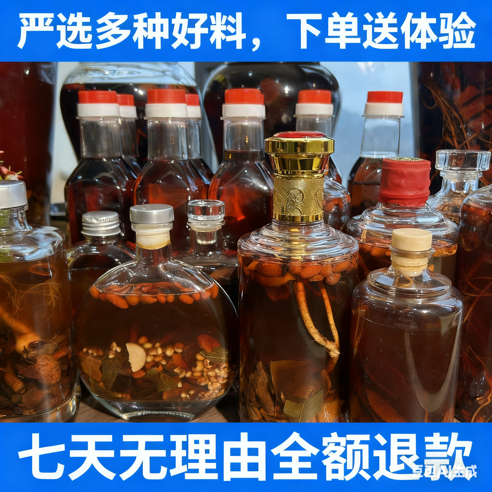 苗湘泡制好的酒精选特色山货酒