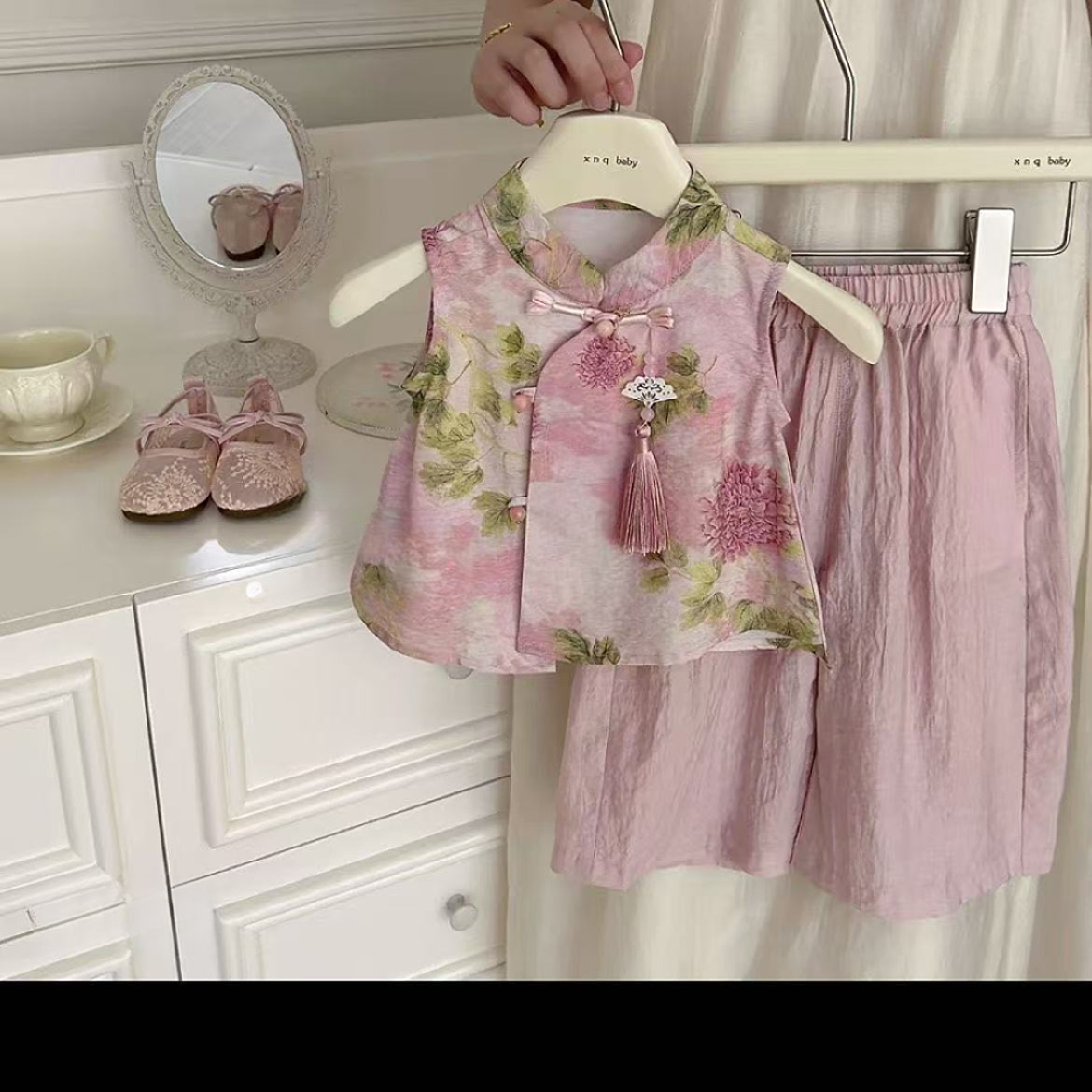 女童国风套装夏季2025新款儿童新中式女宝夏装汉服洋气两件套洋气