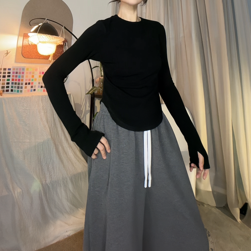 CT1368秋款基础修身显瘦弹力长袖打夜工衫内搭圆领女T恤性感时尚