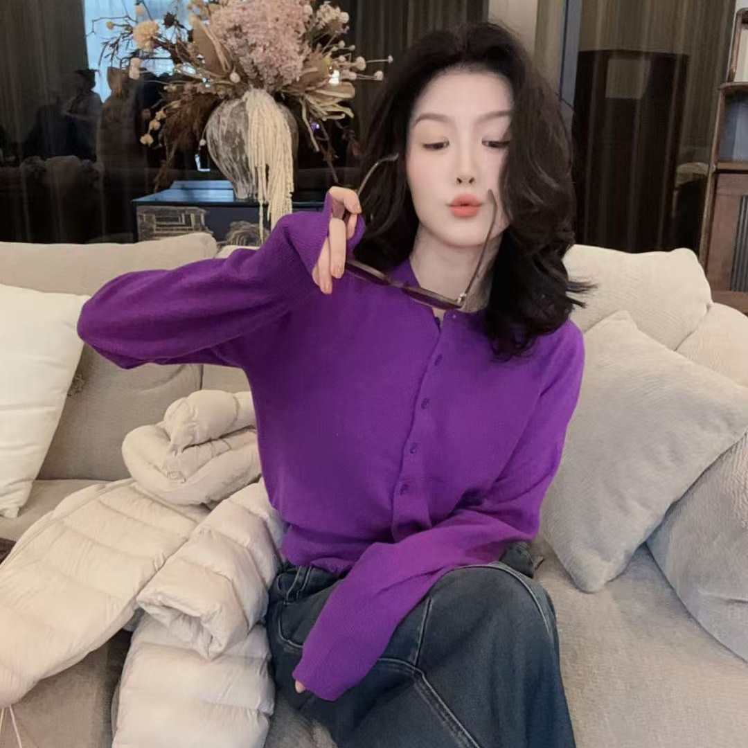 【悦悦专属】秋季氛围感后背刺绣针织羊毛开衫Y1159