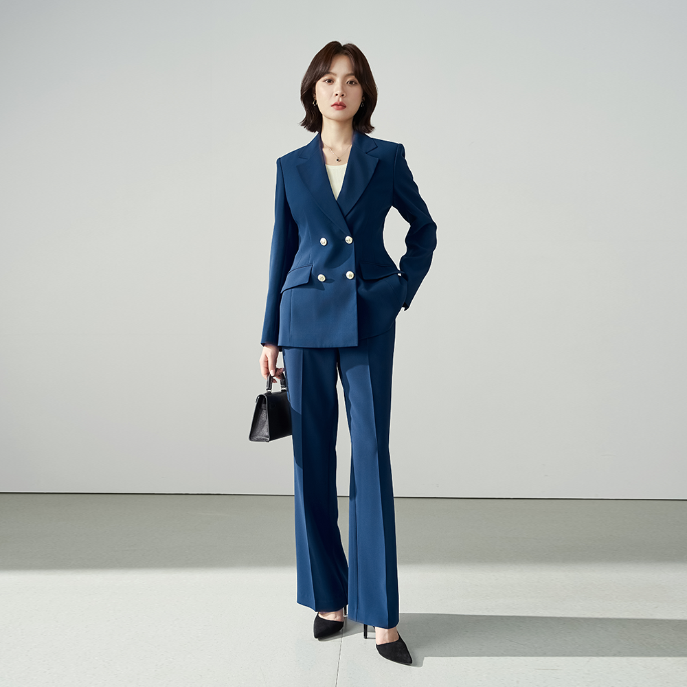 伯德小姐藏蓝色西装套装女秋面试职业正装高级感职场通勤西服外套