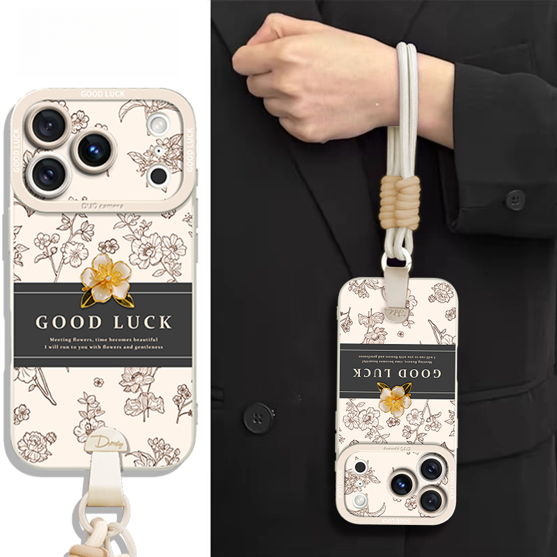 复古幸运花适用苹果17pro手机壳复古风iPhone17保护壳16pro小羊皮