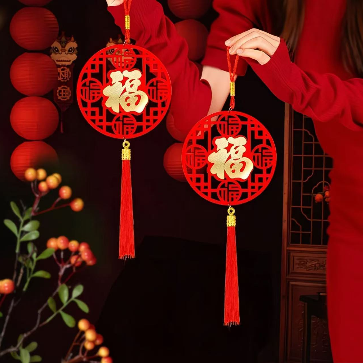 新年小金福字挂件客厅玄关入户门挂饰乔迁新居挂饰