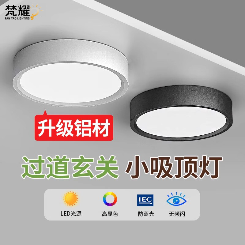 入户门口玄关走廊过道明装吊顶天花灯阳台灯圆形led小尺寸吸顶灯