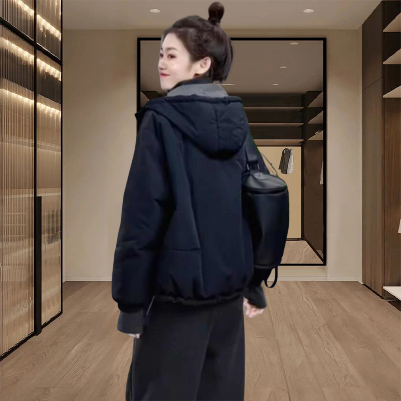 欧洲站2025秋冬季女时尚夹棉短外套棉衣服小个子休闲宽松轻薄棉袄