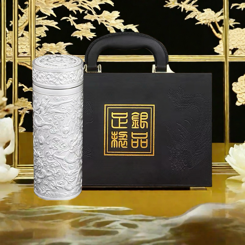 复古高端陶瓷九龙银杯银离子水杯创意商务大气高档礼品送礼保温杯