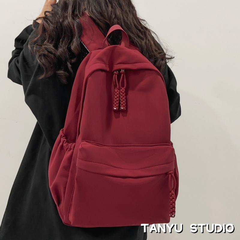 探屿百搭大学生旅行双肩包休闲背包男士简约纯色初中高中生书包女