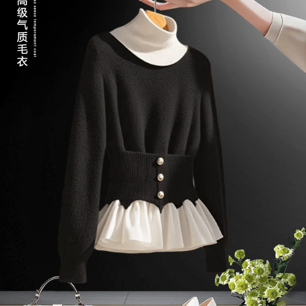 今年爆款黑色高领毛衣女冬季2024加厚高级感软糯内搭显瘦针织上衣
