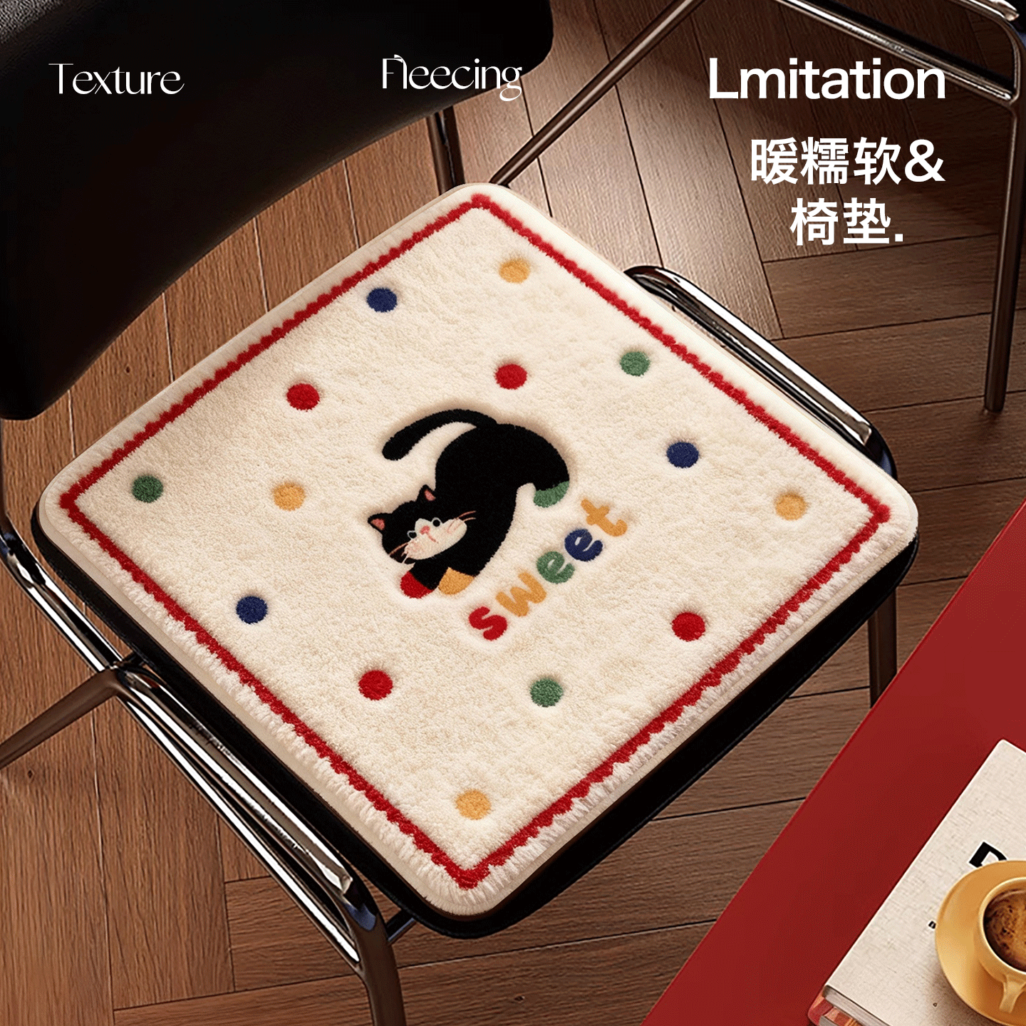 冬季加厚仿羊绒凳子坐垫办公室久坐椅子垫防滑餐椅垫汽车坐垫屁垫