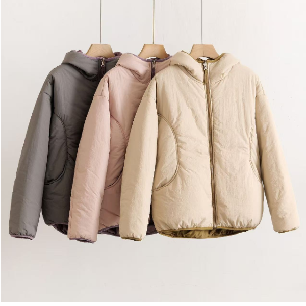 小暖炉！25新款冬季两面穿纯色棉服保暖显瘦加厚休闲连帽棉衣