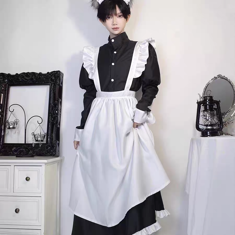 原创黑白男女仆装女装大佬cosplay服装洛丽塔伪娘cos连衣裙咖啡厅