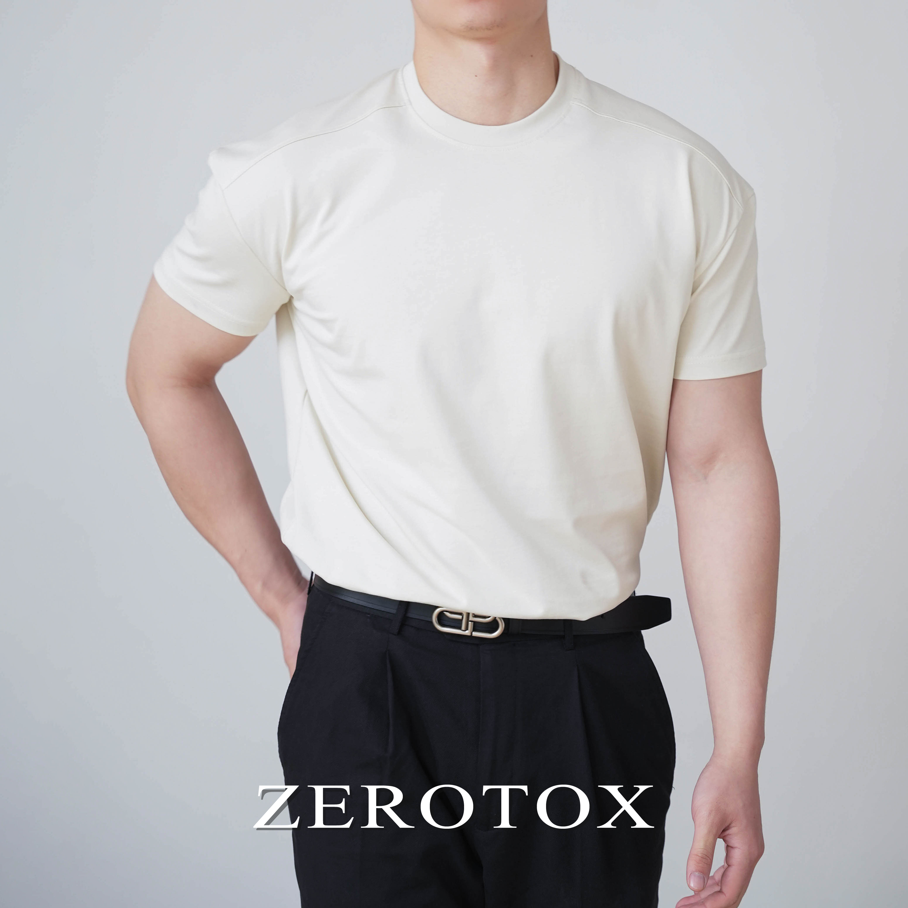 解构垫肩 260G全棉立体剪裁直角肩特殊袖口廓形百搭T恤短袖简约