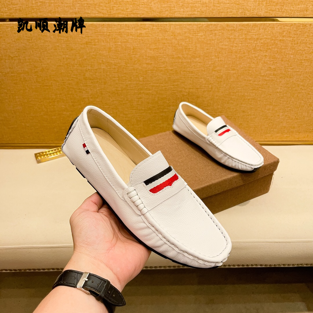 欧洲站白色潮牌休闲青春潮流一脚蹬豆豆鞋乐福鞋舒适皮鞋软底潮流