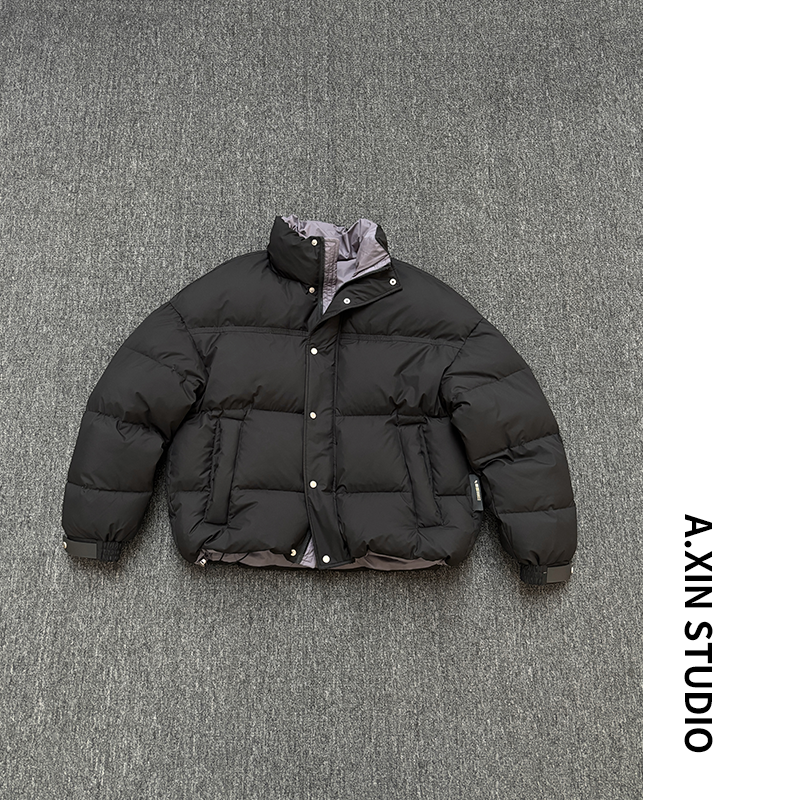 【MX立领撞色面包羽绒】冬季新款男士90白鸭绒百搭时尚加厚蓬松外套