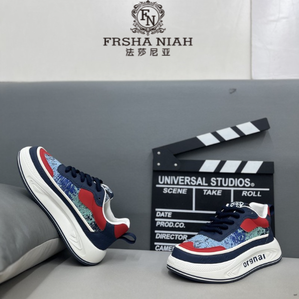 法莎尼亚秋季新款男鞋厚底增高运动板鞋透气皮面时尚潮流百搭鞋子