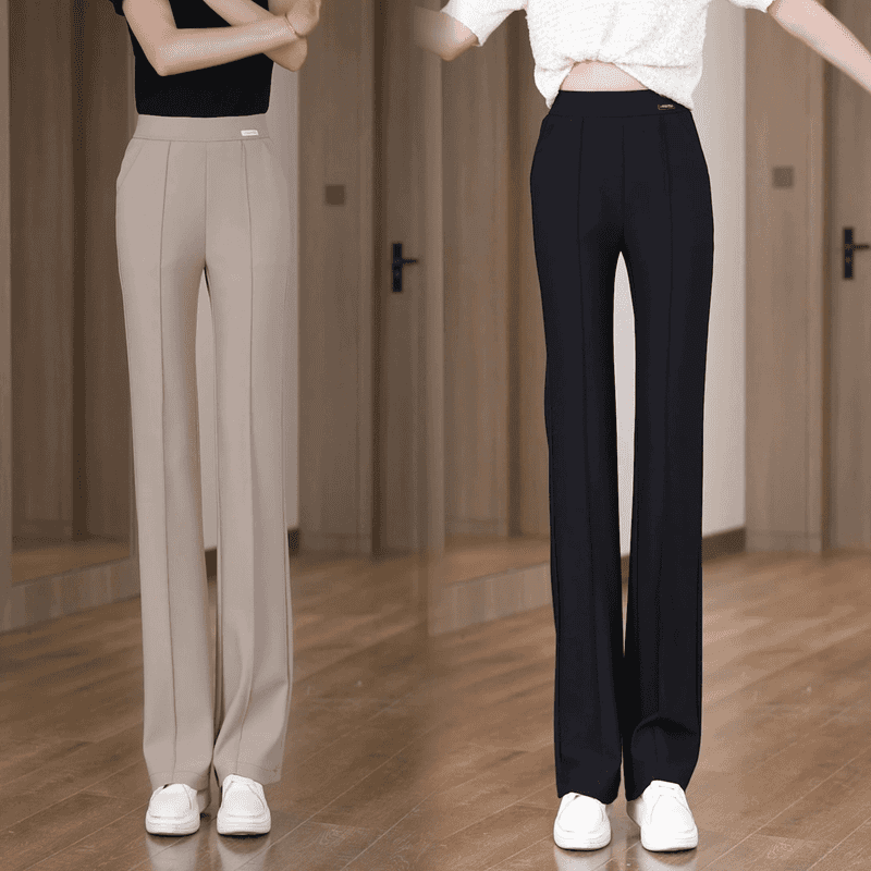 2025夏季薄款欧若风微喇裤垂感高腰显瘦松紧腰冰丝筒喇裤时尚裤女
