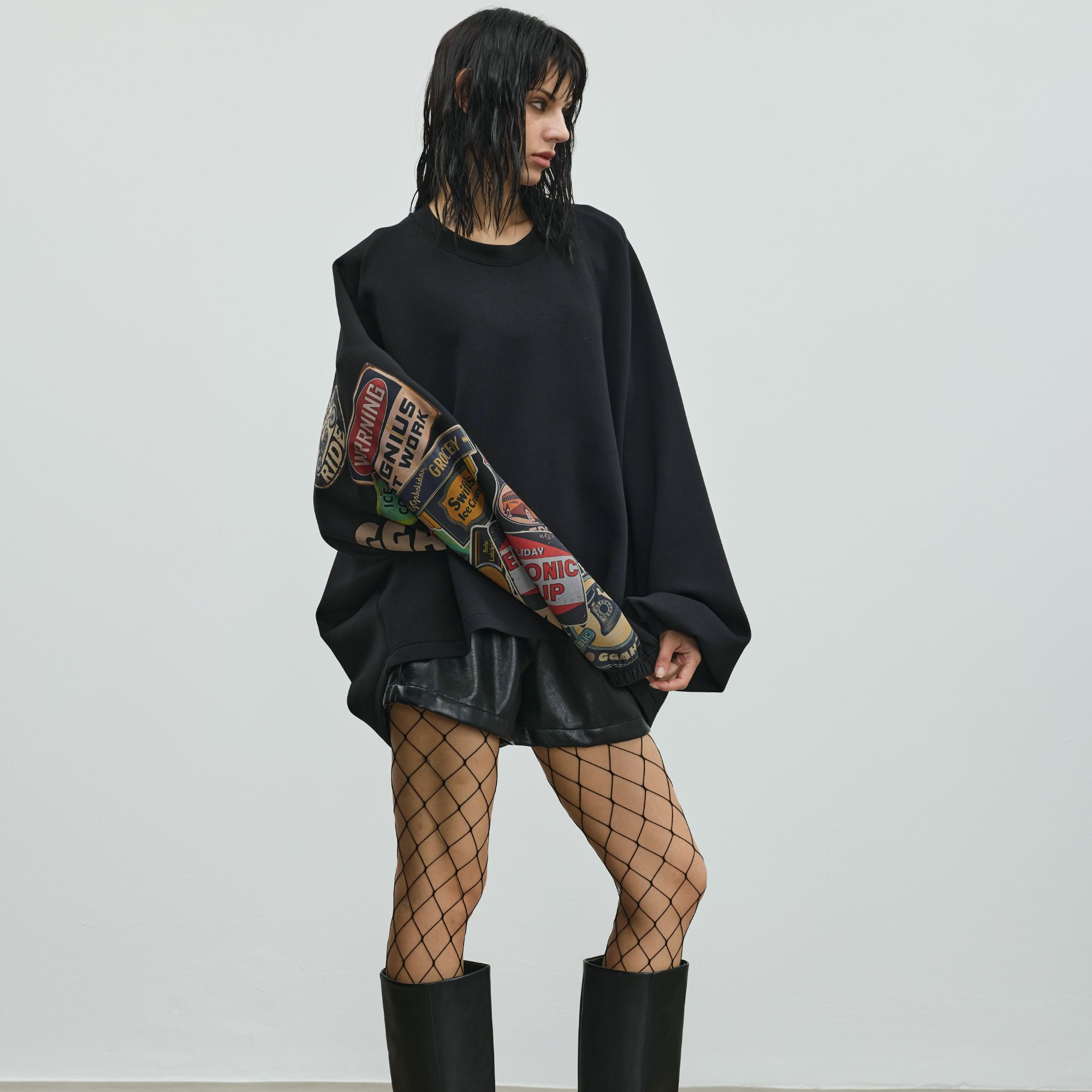 GGAHOLIDAY时尚休闲宽松潮流百搭长袖印花秋冬复古卫衣-154188