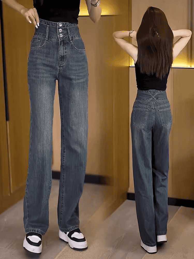 复古牛仔阔腿裤女春夏2025年新款高腰显瘦宽松百搭显瘦垂感直筒裤