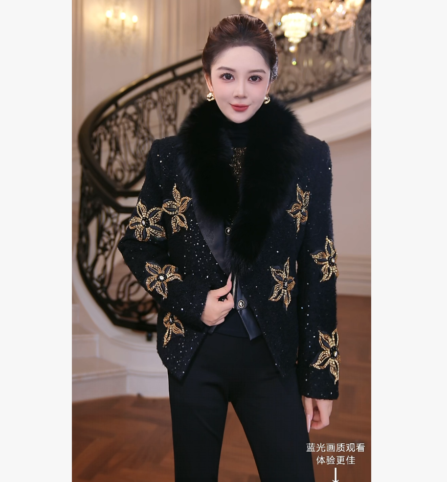 【芙娜妮】2025气质秋冬显瘦保暖新款女士轻奢毛领短外套FG2531053A