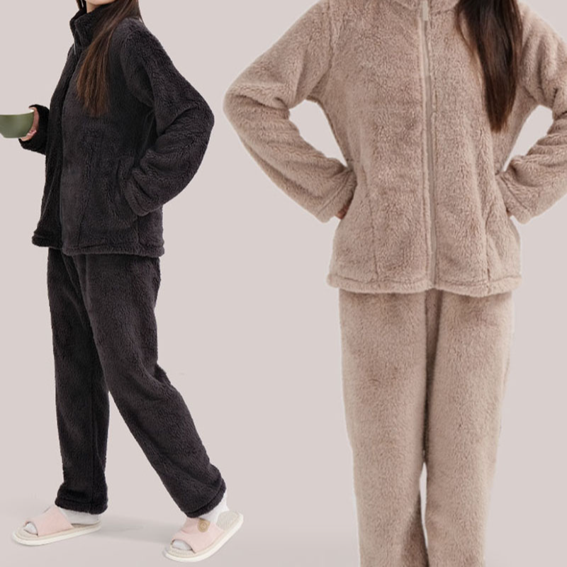 （珊瑚绒套装）新款秋冬季时尚百搭休闲舒适柔软家居服可外穿L