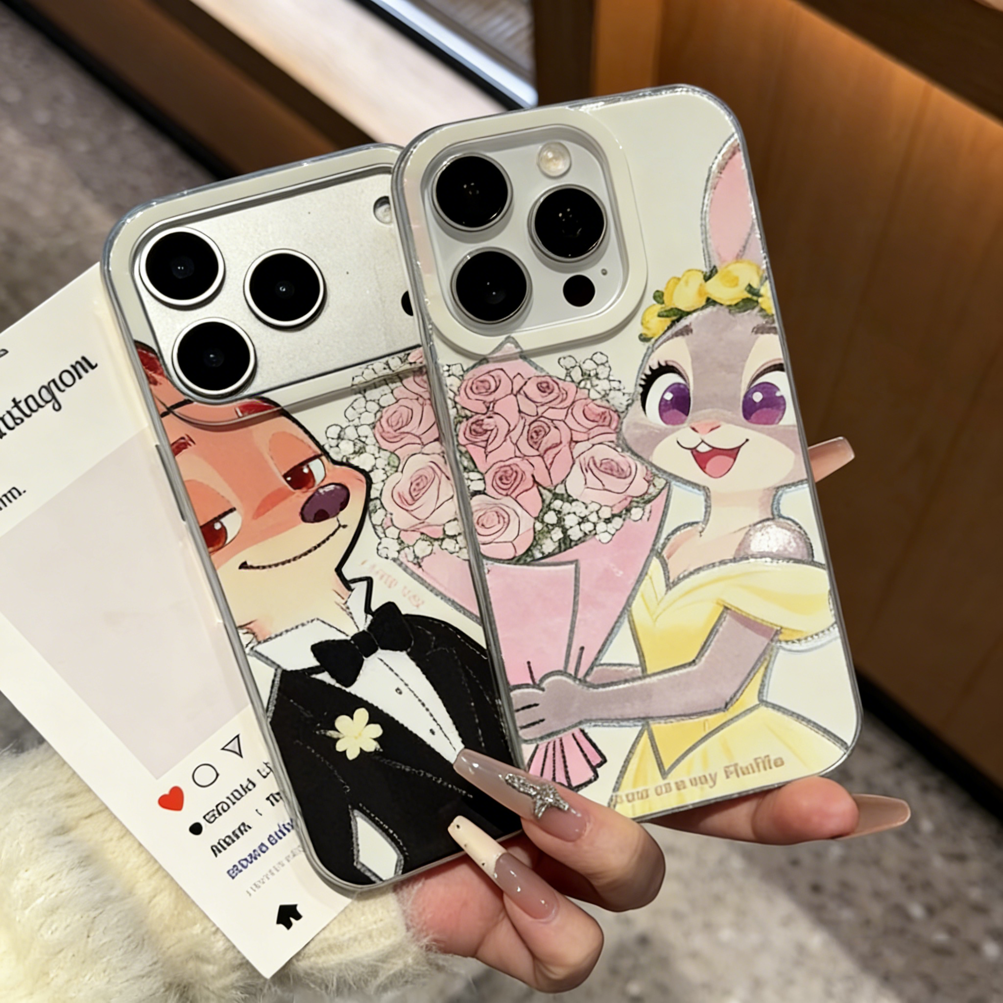 婚礼尼克朱迪冰川纹适用苹果17pro大孔手机壳华为oppo小米17vivo