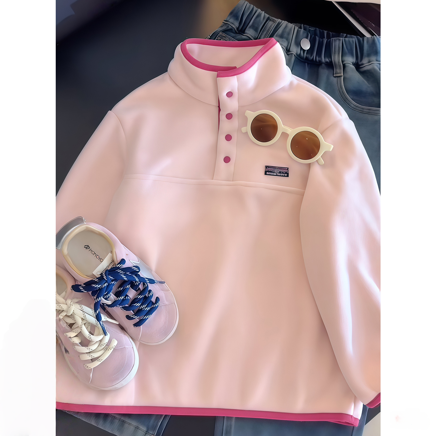 女童双面绒卫衣2025秋冬款儿童加厚打底衫绒衫内搭校服神器奥利绒