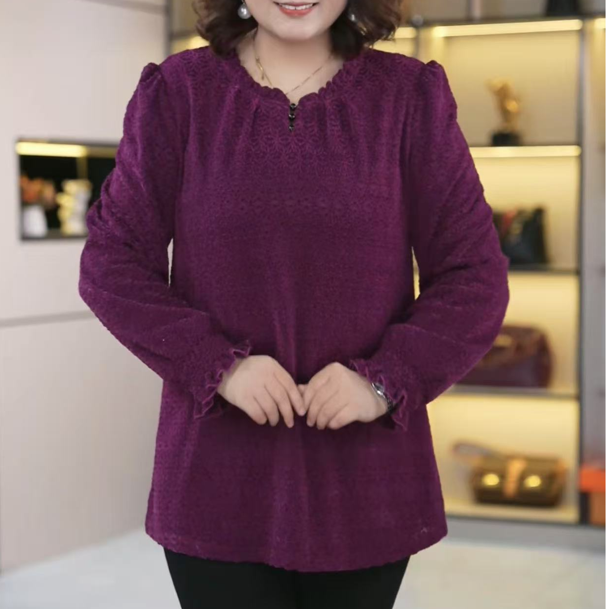 苏兰诺定制大码女装秋冬高级精致亲肤遮肉显瘦优雅遮肚上衣241319