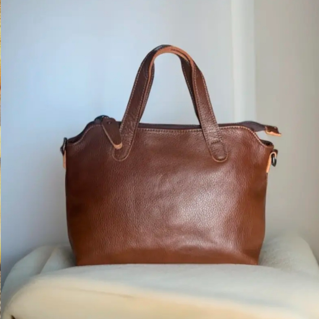 2025新款纯色休闲时尚经典简约真皮单肩女士手提包