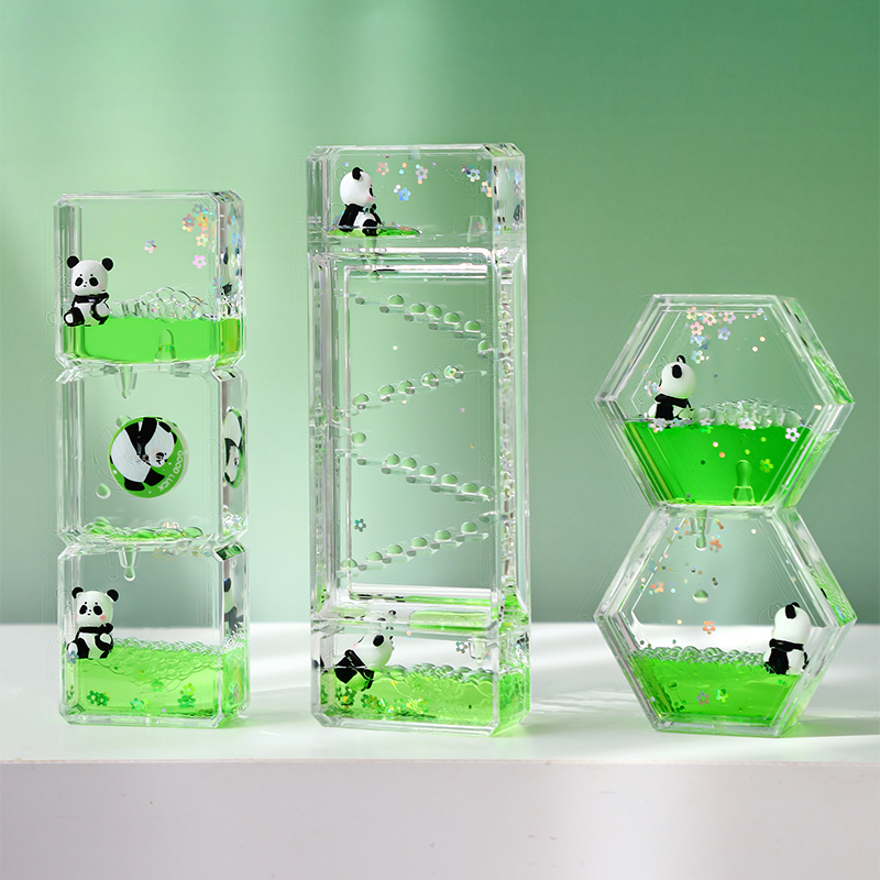 可爱熊猫油漏沙漏创意减压情绪稳定六一礼物送给男生电脑桌摆件